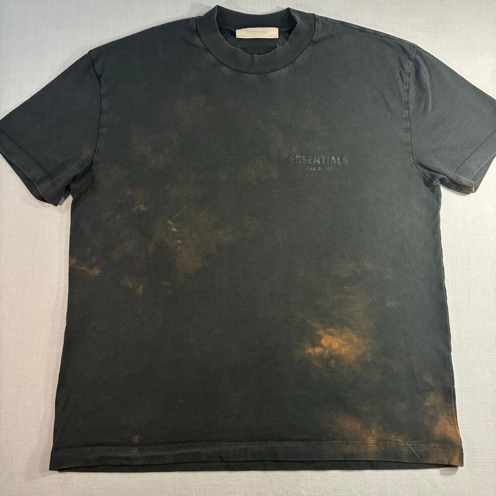 Fear of God Essentials Distressed Bleached T-Shirt Men's Medium Black Streetwear